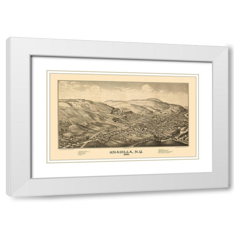 Unadilla New York - Burleigh 1887  White Modern Wood Framed Art Print with Double Matting by Burleigh