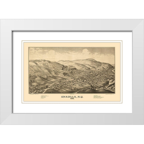 Unadilla New York - Burleigh 1887  White Modern Wood Framed Art Print with Double Matting by Burleigh