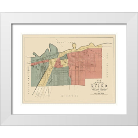 Utica New York - Francis 1876  White Modern Wood Framed Art Print with Double Matting by Francis