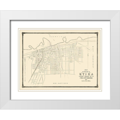Utica New York - Francis 1875  White Modern Wood Framed Art Print with Double Matting by Francis