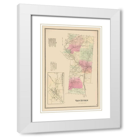 Van Etten New York Landowner - Beers 1869 White Modern Wood Framed Art Print with Double Matting by Beers