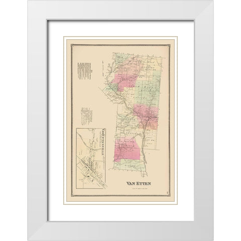 Van Etten New York Landowner - Beers 1869 White Modern Wood Framed Art Print with Double Matting by Beers