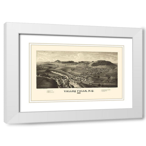 Valley Falls New York - Burleigh 1887  White Modern Wood Framed Art Print with Double Matting by Burleigh