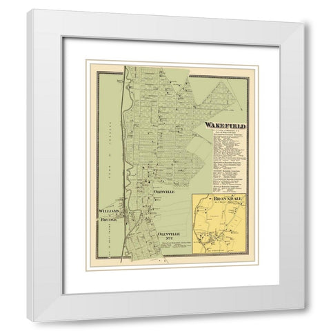 Wakefield New York Landowner - Beers 1868 White Modern Wood Framed Art Print with Double Matting by Beers