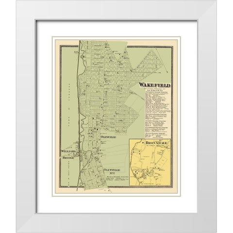 Wakefield New York Landowner - Beers 1868 White Modern Wood Framed Art Print with Double Matting by Beers