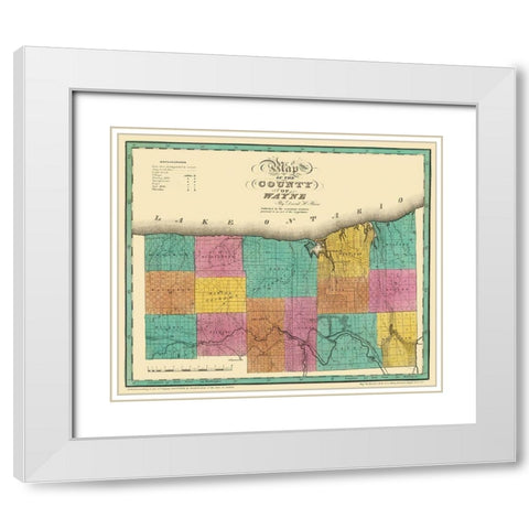 Wayne New York - Burr 1829 White Modern Wood Framed Art Print with Double Matting by Burr