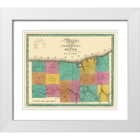 Wayne New York - Burr 1829 White Modern Wood Framed Art Print with Double Matting by Burr