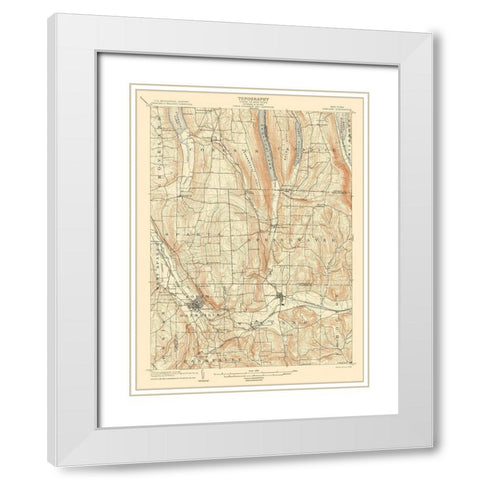 Wayland New York Quad - USGS 1904 White Modern Wood Framed Art Print with Double Matting by USGS