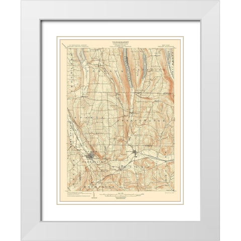 Wayland New York Quad - USGS 1904 White Modern Wood Framed Art Print with Double Matting by USGS
