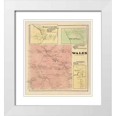 Wales New York Landowner - Stone 1866 White Modern Wood Framed Art Print with Double Matting by Stone