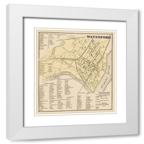 Waterford New York Landowner - Stone 1866 White Modern Wood Framed Art Print with Double Matting by Stone