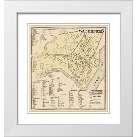 Waterford New York Landowner - Stone 1866 White Modern Wood Framed Art Print with Double Matting by Stone