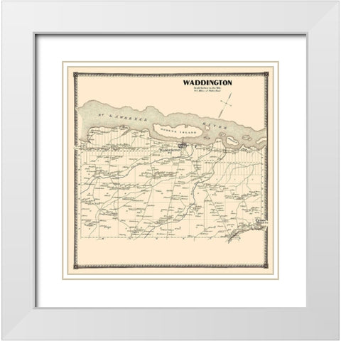 Waddington New York Landowner - Stone 1865 White Modern Wood Framed Art Print with Double Matting by Stone
