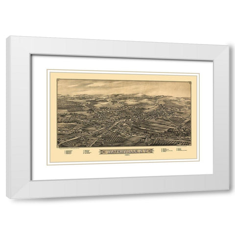 Waterville New York - Burleigh 1885  White Modern Wood Framed Art Print with Double Matting by Burleigh