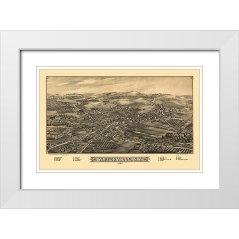 Waterville New York - Burleigh 1885  White Modern Wood Framed Art Print with Double Matting by Burleigh