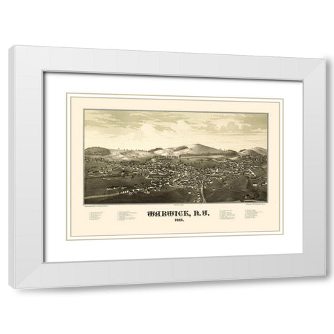 Warwick New York - Burleigh 1887  White Modern Wood Framed Art Print with Double Matting by Burleigh