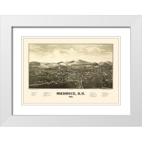 Warwick New York - Burleigh 1887  White Modern Wood Framed Art Print with Double Matting by Burleigh