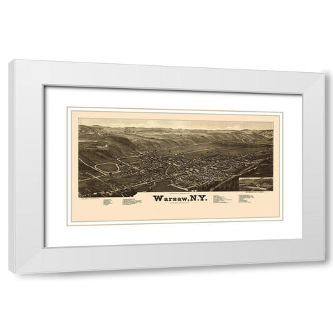 Warsaw New York - Burleigh 1885  White Modern Wood Framed Art Print with Double Matting by Burleigh