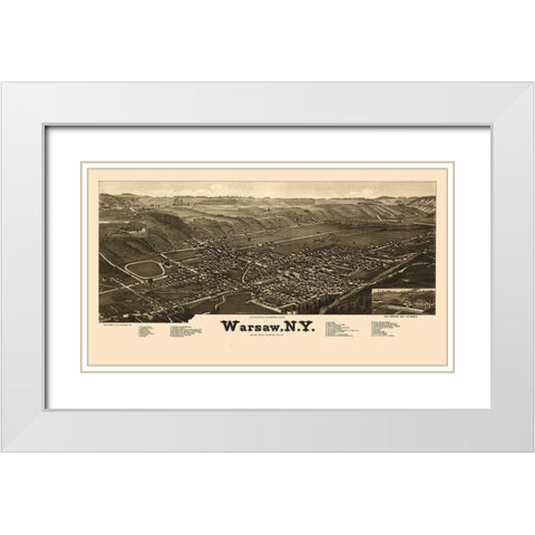 Warsaw New York - Burleigh 1885  White Modern Wood Framed Art Print with Double Matting by Burleigh