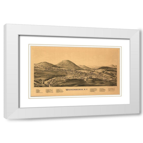 Warrensburg New York - Burleigh 1891  White Modern Wood Framed Art Print with Double Matting by Burleigh