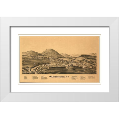 Warrensburg New York - Burleigh 1891  White Modern Wood Framed Art Print with Double Matting by Burleigh