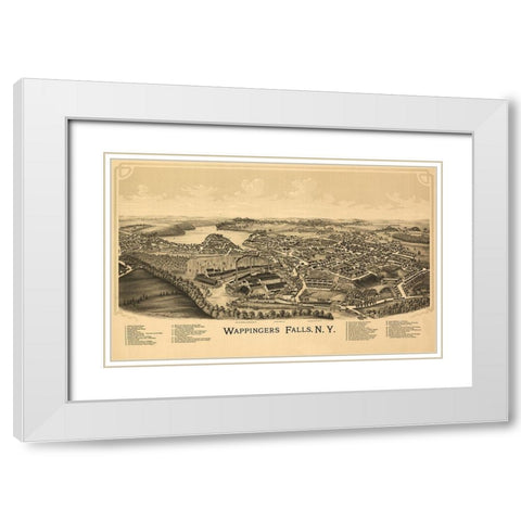 Wappingers Falls New York - Burleigh 1889  White Modern Wood Framed Art Print with Double Matting by Burleigh