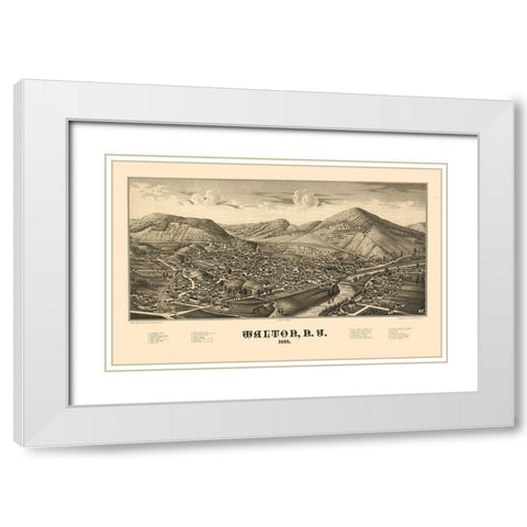 Walton New York - Burleigh 1887  White Modern Wood Framed Art Print with Double Matting by Burleigh