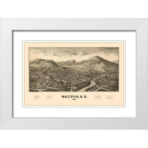 Walton New York - Burleigh 1887  White Modern Wood Framed Art Print with Double Matting by Burleigh