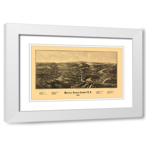 Walden New York - Burleigh 1887  White Modern Wood Framed Art Print with Double Matting by Burleigh