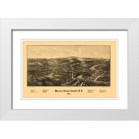 Walden New York - Burleigh 1887  White Modern Wood Framed Art Print with Double Matting by Burleigh