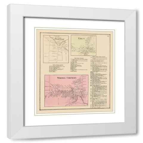 Pontiac, Eden, White Corners New York - Stone 1866 White Modern Wood Framed Art Print with Double Matting by Stone