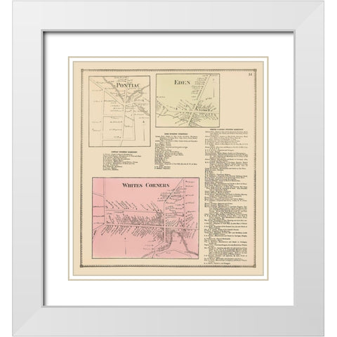 Pontiac, Eden, White Corners New York - Stone 1866 White Modern Wood Framed Art Print with Double Matting by Stone