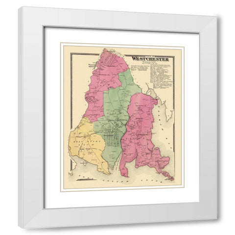 Westchester New York Landowner - Beers 1868 White Modern Wood Framed Art Print with Double Matting by Beers