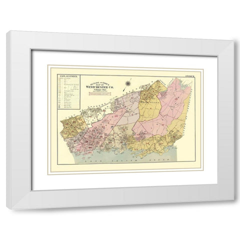 Westchester New York - Beers 1905 White Modern Wood Framed Art Print with Double Matting by Beers