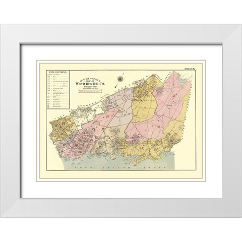 Westchester New York - Beers 1905 White Modern Wood Framed Art Print with Double Matting by Beers