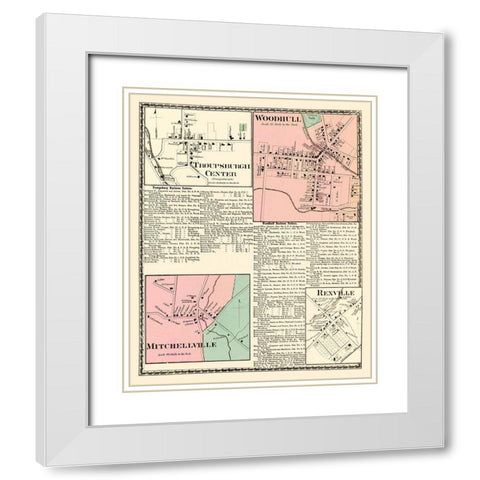 Troupsburgh, Woodhull, Mitchellville New York White Modern Wood Framed Art Print with Double Matting by Beers