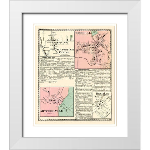 Troupsburgh, Woodhull, Mitchellville New York White Modern Wood Framed Art Print with Double Matting by Beers