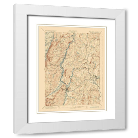 Whitehall New York Vermont Quad - USGS 1902 White Modern Wood Framed Art Print with Double Matting by USGS