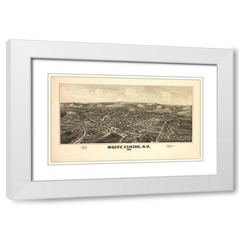 White Plains New York - Burleigh 1887  White Modern Wood Framed Art Print with Double Matting by Burleigh