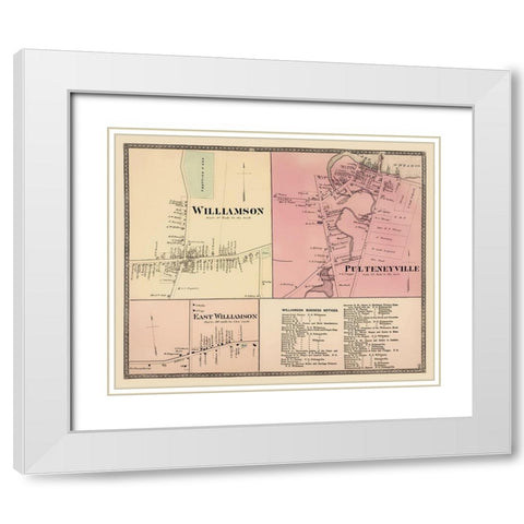 Williamson, Pulteneyville New York Landowner White Modern Wood Framed Art Print with Double Matting by Beers