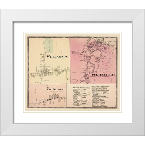 Williamson, Pulteneyville New York Landowner White Modern Wood Framed Art Print with Double Matting by Beers