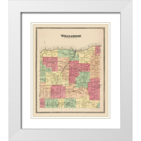 Williamson New York Landowner - Beers 1874 White Modern Wood Framed Art Print with Double Matting by Beers