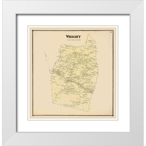 Wright New York Landowner - Stone 1866 White Modern Wood Framed Art Print with Double Matting by Stone