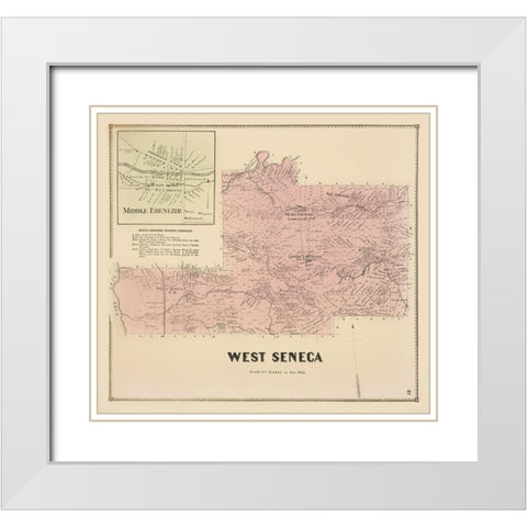 West Seneca New York Landowner - Stone 1866 White Modern Wood Framed Art Print with Double Matting by Stone