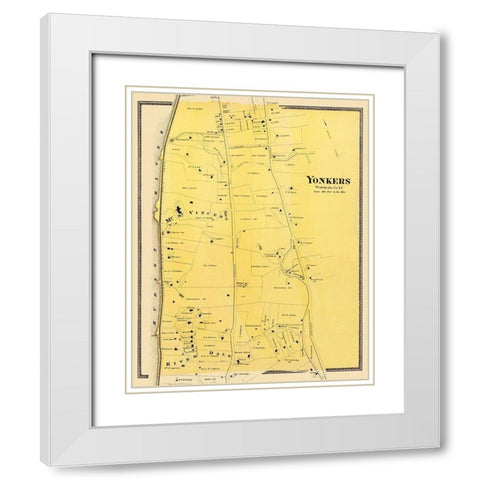 Yonkers, Central New York Landowner - Beers 1868 White Modern Wood Framed Art Print with Double Matting by Beers