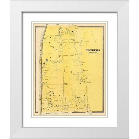 Yonkers, Central New York Landowner - Beers 1868 White Modern Wood Framed Art Print with Double Matting by Beers