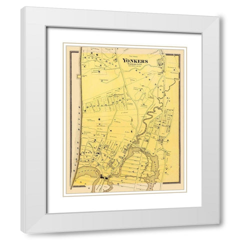 Yonkers, Southern New York Landowner - Beers 1868 White Modern Wood Framed Art Print with Double Matting by Beers