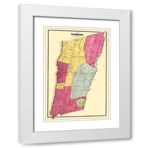 Yonkers New York Landowner - Beers 1868 White Modern Wood Framed Art Print with Double Matting by Beers