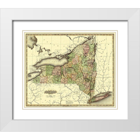 New York - Tanner 1819 White Modern Wood Framed Art Print with Double Matting by Tanner