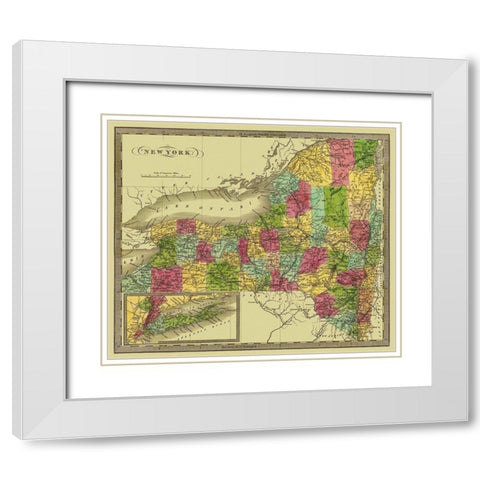 New York - Greenleaf 1840 White Modern Wood Framed Art Print with Double Matting by Greenleaf